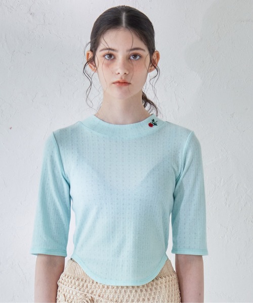 etre loin（エトルワン）の「Rose embroidery eyelet short top（Tシャツ/カットソー・レディース・グレー/ホワイト/ミント・M）」の12枚目の写真