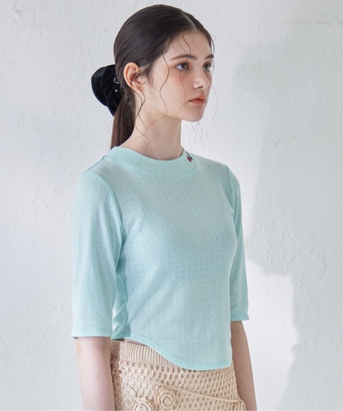 etre loin（エトルワン）の「Rose embroidery eyelet short top（Tシャツ/カットソー・レディース・グレー/ホワイト/ミント・M）」の16枚目の写真