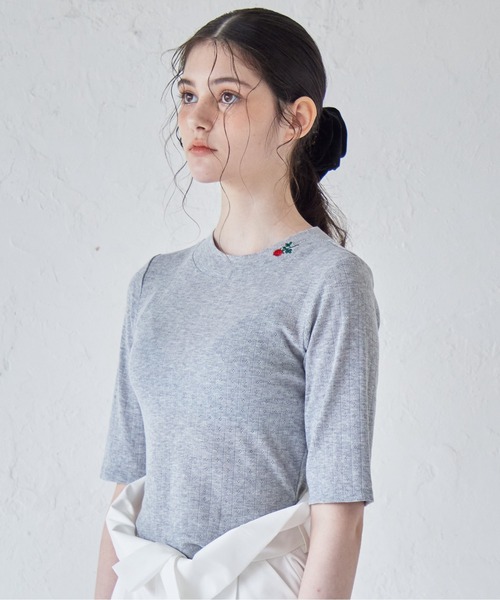etre loin(エトルワン)の「Rose embroidery eyelet short top(Tシャツ/カットソー・レディース・グレー/ホワイト/ミント・M)」の22枚目の写真