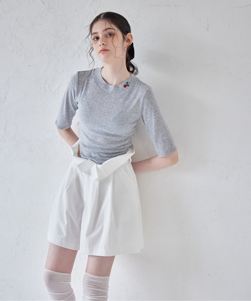 etre loin（エトルワン）の「Rose embroidery eyelet short top（Tシャツ/カットソー・レディース・グレー/ホワイト/ミント・M）」の17枚目の写真