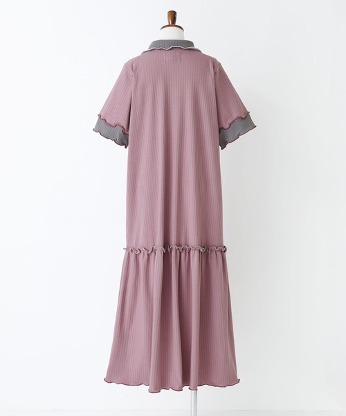 somari imagination(ソマリ イマジネーション)の「『ワイドリブ配色ポロワンピース』(ワンピース・レディース・ピンク/ネイビー・2/1)」の9枚目の写真
