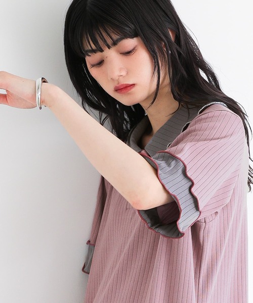 somari imagination(ソマリ イマジネーション)の「『ワイドリブ配色ポロワンピース』(ワンピース・レディース・ピンク/ネイビー・2/1)」の7枚目の写真
