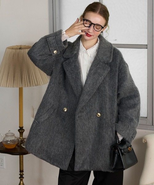 セール】【BONLECILL noir】シャギーメルトンミドル丈テーラードA