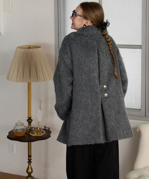 セール】【BONLECILL noir】シャギーメルトンミドル丈テーラードA