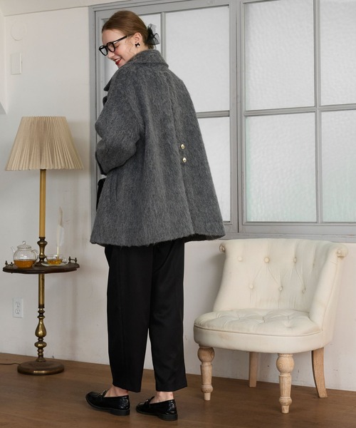 セール】【BONLECILL noir】シャギーメルトンミドル丈テーラードA