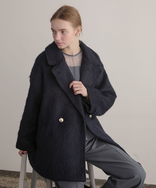 セール】【BONLECILL noir】シャギーメルトンミドル丈テーラードA