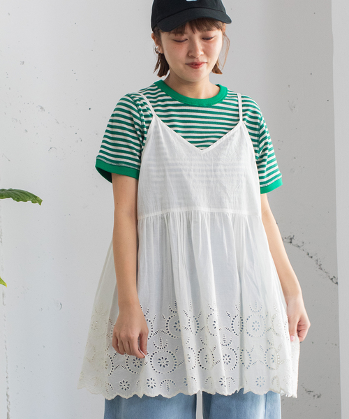 プードゥドゥ POU DOU DOU スカラップシフリー刺繍アウターキャミソール （イエロー） SUMMER SALE】スカラップ刺繍プルオーバー | COO ONLINE