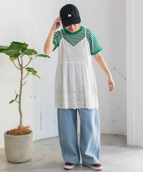 POU DOU DOU（プードゥドゥ）の「＜made in INDIA＞スカラップシフリー刺繍アウターキャミソール（ベスト・レディース・ブラック/イエロー/オフホワイト・M）」の20枚目の写真