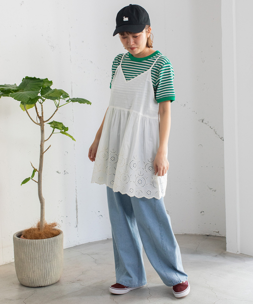 POU DOU DOU（プードゥドゥ）の「＜made in INDIA＞スカラップシフリー刺繍アウターキャミソール（ベスト・レディース・ブラック/イエロー/オフホワイト・M）」の21枚目の写真