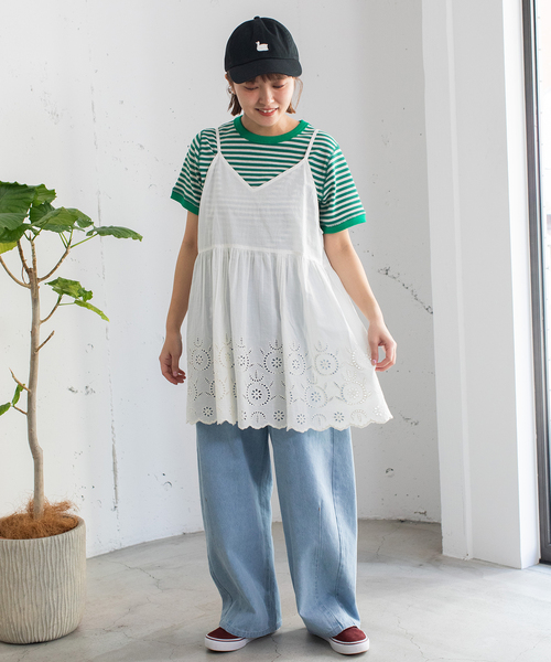 POU DOU DOU（プードゥドゥ）の「＜made in INDIA＞スカラップシフリー刺繍アウターキャミソール（ベスト・レディース・ブラック/イエロー/オフホワイト・M）」の22枚目の写真