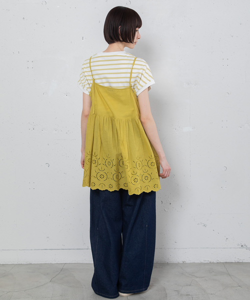 POU DOU DOU（プードゥドゥ）の「＜made in INDIA＞スカラップシフリー刺繍アウターキャミソール（ベスト・レディース・ブラック/イエロー/オフホワイト・M）」の13枚目の写真