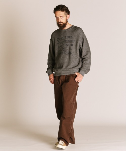Schott(ショット)の「Schott/ショット/SALT AND PEPPER CREW SWEAT TIMETESTED FOUR GENERATIONS/ソルトアンドペッパー クルースウェット(スウェット・メンズ・チャコールグレー/オリーブ・M/L/XL/2XL)」の10枚目の写真