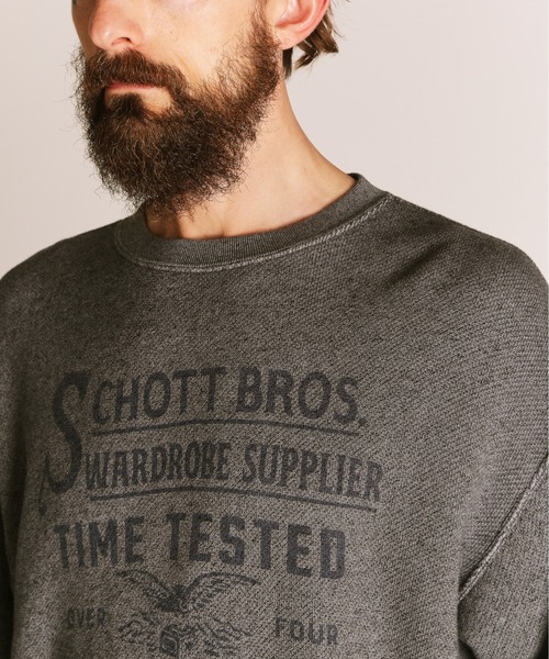 Schott(ショット)の「Schott/ショット/SALT AND PEPPER CREW SWEAT TIMETESTED FOUR GENERATIONS/ソルトアンドペッパー クルースウェット(スウェット・メンズ・チャコールグレー/オリーブ・M/L/XL/2XL)」の7枚目の写真