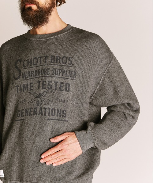 Schott(ショット)の「Schott/ショット/SALT AND PEPPER CREW SWEAT TIMETESTED FOUR GENERATIONS/ソルトアンドペッパー クルースウェット(スウェット・メンズ・チャコールグレー/オリーブ・M/L/XL/2XL)」の8枚目の写真