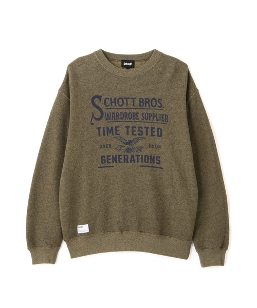 Schott(ショット)の「Schott/ショット/SALT AND PEPPER CREW SWEAT TIMETESTED FOUR GENERATIONS/ソルトアンドペッパー クルースウェット(スウェット・メンズ・チャコールグレー/オリーブ・M/L/XL/2XL)」の14枚目の写真