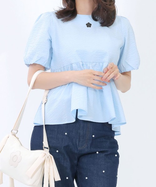 マリークワント MARY QUANT ダブルリボンペプラム ブラウス （ホワイト） MARY QUANT マリークワント ダブルリボンペプラム ブラウス