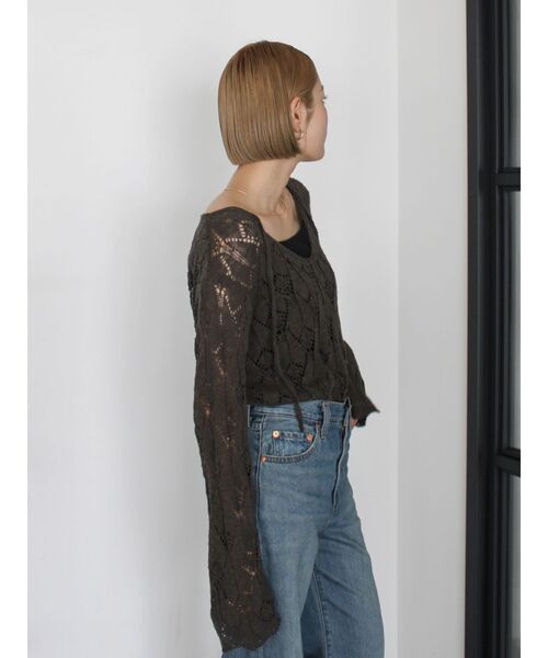 Ungrid（アングリッド）の「2Way透かし編みルーズニット（ニット/セーター・レディース・オフホワイト/チャコールグレー・FREE）」の11枚目の写真