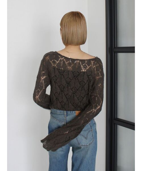 Ungrid（アングリッド）の「2Way透かし編みルーズニット（ニット/セーター・レディース・オフホワイト/チャコールグレー・FREE）」の12枚目の写真