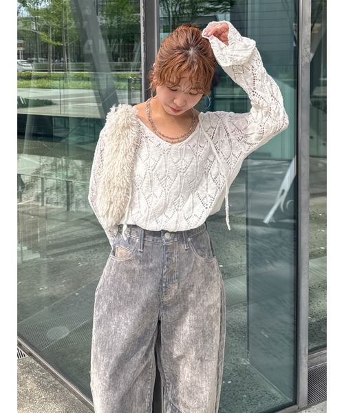 ニット セーター 2Way透かし編みルーズニット レディース 2Way透かし編みルーズニット（ニット/セーター）｜Ungrid（アン