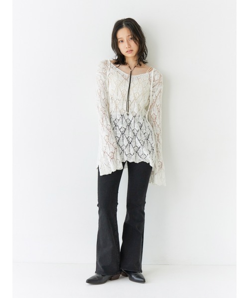 Ungrid（アングリッド）の「2Way透かし編みルーズニット（ニット/セーター・レディース・オフホワイト/チャコールグレー・FREE）」の17枚目の写真
