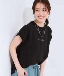 DRESKIP | 【S-LL/ひんやり/洗濯後しわになりにくい】程よいシアー感 ロゴTシャツブラウス(シャツ/ブラウス)