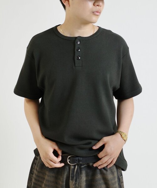 tシャツ 「Sourcream/サワークリーム」ワッフルヘンリーネックTEE / 2サイズ レディース メンズ Sourcream/サワークリーム】ワッフルヘンリーネックTEE / 2