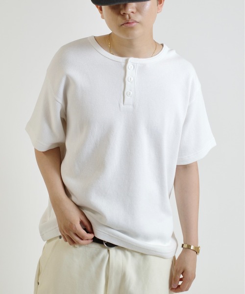 tシャツ 「Sourcream/サワークリーム」ワッフルヘンリーネックTEE / 2サイズ レディース メンズ セール】【Sourcream/サワークリーム】ワッフルヘンリーネック