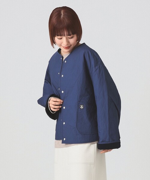 Ray BEAMS(レイビームス)の「ORCIVAL / インサレーション キルティング ブルゾン(ブルゾン・レディース・ネイビー/オフホワイト・2/1)」の1枚目の写真