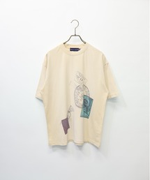 many men many mind/スプレー染めカジノ柄プリントTEE