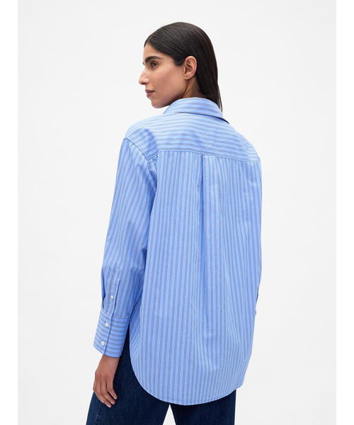 GAP(ギャップ)の「オーガニック コットンポプリン ビッグシャツ(シャツ/ブラウス・レディース・グリーン/マルチ/ホワイト×ネイビー・XS/S/M/L/XXS)」の9枚目の写真
