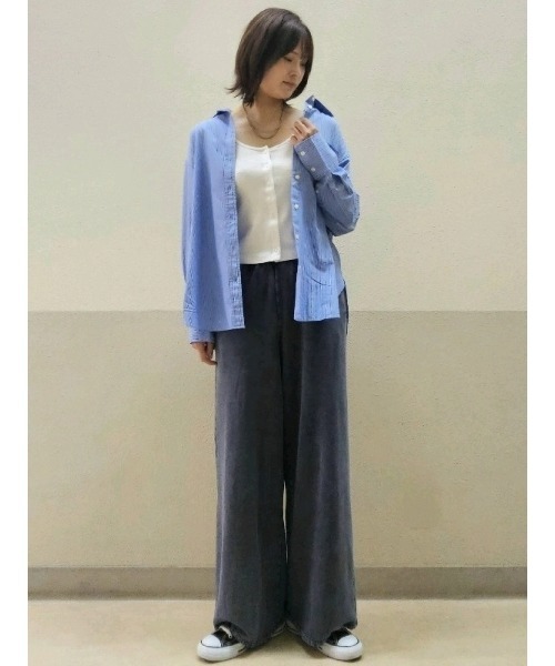 GAP(ギャップ)の「オーガニック コットンポプリン ビッグシャツ(シャツ/ブラウス・レディース・グリーン/マルチ/ホワイト×ネイビー・XS/S/M/L/XXS)」の6枚目の写真