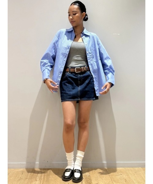 GAP(ギャップ)の「オーガニック コットンポプリン ビッグシャツ(シャツ/ブラウス・レディース・グリーン/マルチ/ホワイト×ネイビー・XS/S/M/L/XXS)」の7枚目の写真