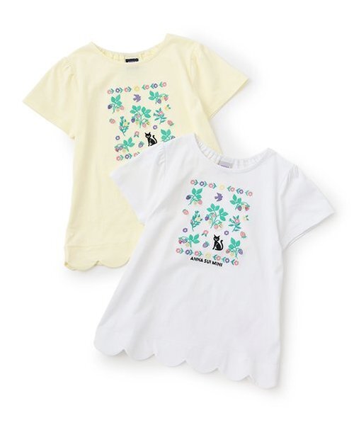 ANNA SUI mini（アナスイ・ミニ）の「【人気商品再入荷】【直営店で取り扱い無し】刺しゅう 裾スカラ半袖Tシャツ（Tシャツ/カットソー・キッズ・ホワイト/レモンイエロー・100cm/120cm/140cm/110cm/130cm）」の10枚目の写真