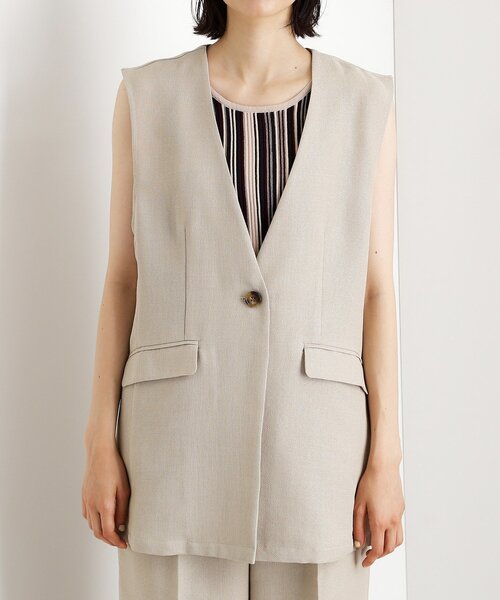 THE SHOP TK （ザ ショップ ティーケー ）の「【スッキリ決まる】パナマメッシュジレ/洗える/セットアップ可（ベスト・レディース・ベージュ/スミクロ・13/12）」の16枚目の写真