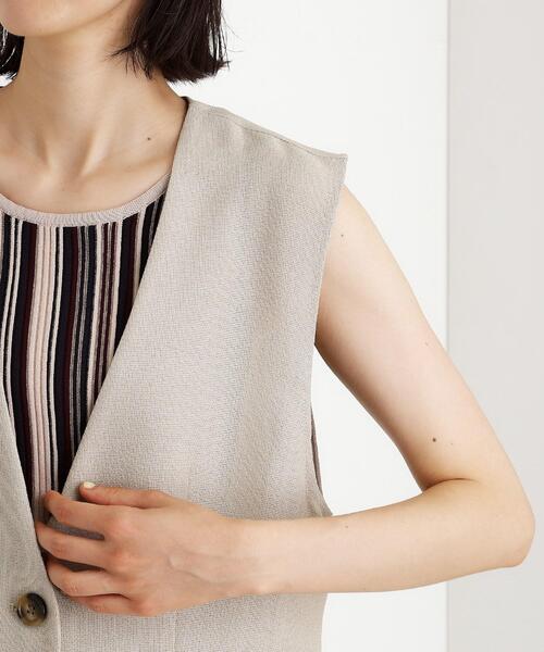 THE SHOP TK （ザ ショップ ティーケー ）の「【スッキリ決まる】パナマメッシュジレ/洗える/セットアップ可（ベスト・レディース・ベージュ/スミクロ・13/12）」の18枚目の写真