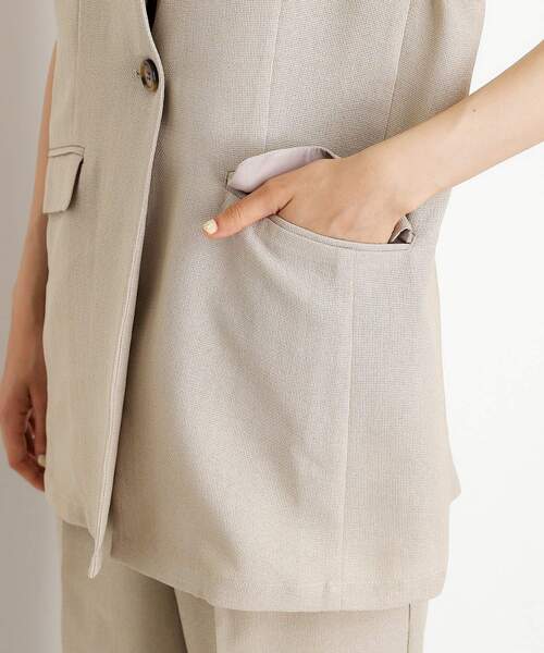 THE SHOP TK （ザ ショップ ティーケー ）の「【スッキリ決まる】パナマメッシュジレ/洗える/セットアップ可（ベスト・レディース・ベージュ/スミクロ・13/12）」の14枚目の写真