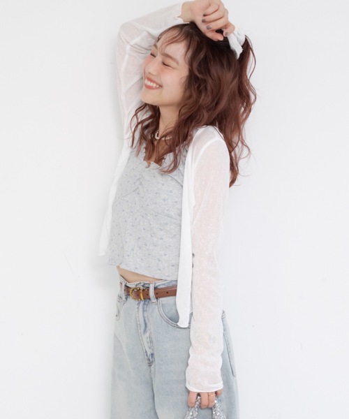 JUMELLE（ジュメロ）の「シアーカラーカーデイガン（カーディガン/ボレロ・レディース・ホワイト/ピンク/ブルー・FREE）」の2枚目の写真