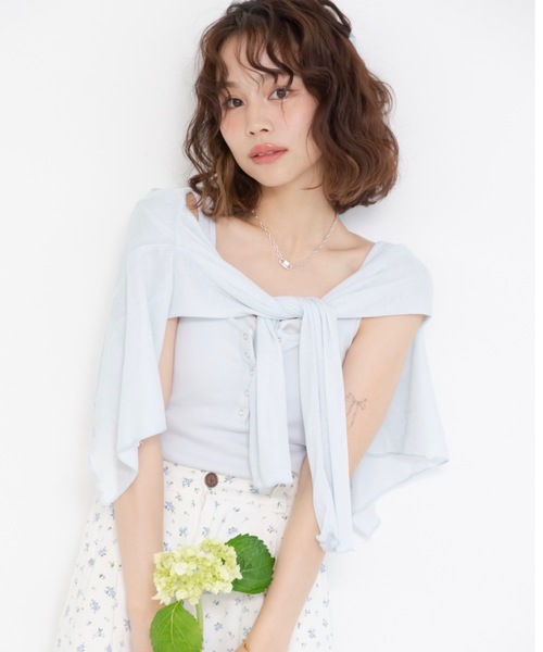 JUMELLE（ジュメロ）の「シアーカラーカーデイガン（カーディガン/ボレロ・レディース・ホワイト/ピンク/ブルー・FREE）」の3枚目の写真