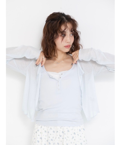 JUMELLE（ジュメロ）の「シアーカラーカーデイガン（カーディガン/ボレロ・レディース・ホワイト/ピンク/ブルー・FREE）」の13枚目の写真