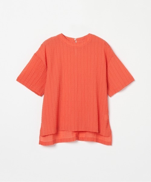 HELIOPOLE(エリオポール)の「SHEERSUCKER TEE BLOUSE(Tシャツ/カットソー・レディース・オレンジ/イエロー/ネイビー・38)」の1枚目の写真