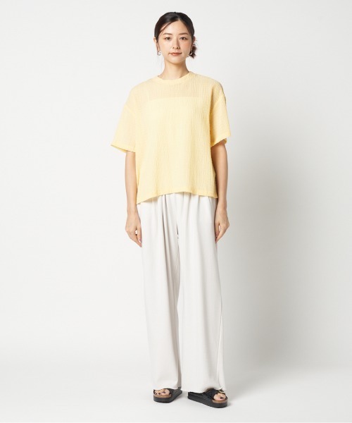 HELIOPOLE(エリオポール)の「SHEERSUCKER TEE BLOUSE(Tシャツ/カットソー・レディース・オレンジ/イエロー/ネイビー・38)」の12枚目の写真