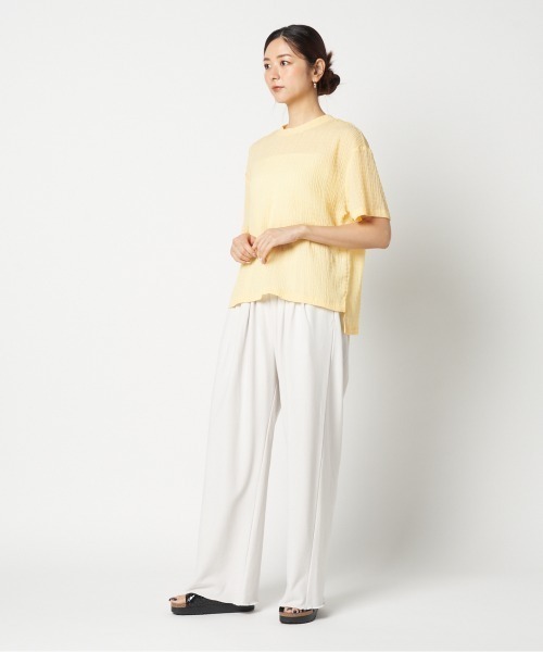 HELIOPOLE(エリオポール)の「SHEERSUCKER TEE BLOUSE(Tシャツ/カットソー・レディース・オレンジ/イエロー/ネイビー・38)」の15枚目の写真