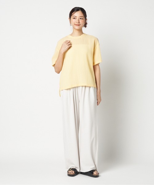 HELIOPOLE(エリオポール)の「SHEERSUCKER TEE BLOUSE(Tシャツ/カットソー・レディース・オレンジ/イエロー/ネイビー・38)」の16枚目の写真