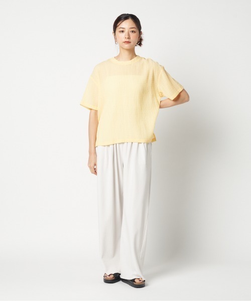 HELIOPOLE(エリオポール)の「SHEERSUCKER TEE BLOUSE(Tシャツ/カットソー・レディース・オレンジ/イエロー/ネイビー・38)」の17枚目の写真