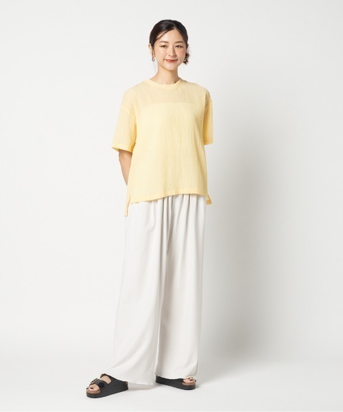 HELIOPOLE(エリオポール)の「SHEERSUCKER TEE BLOUSE(Tシャツ/カットソー・レディース・オレンジ/イエロー/ネイビー・38)」の18枚目の写真