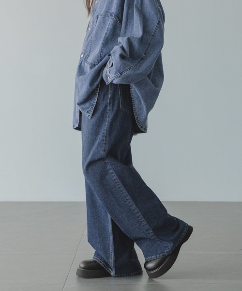 LOWRYS FARM（ローリーズファーム）の「【LFM(U)】デニムバギーパンツ　 571357（デニムパンツ・メンズ・ブラック/ブルー・MEDIUM/LARGE）」の6枚目の写真