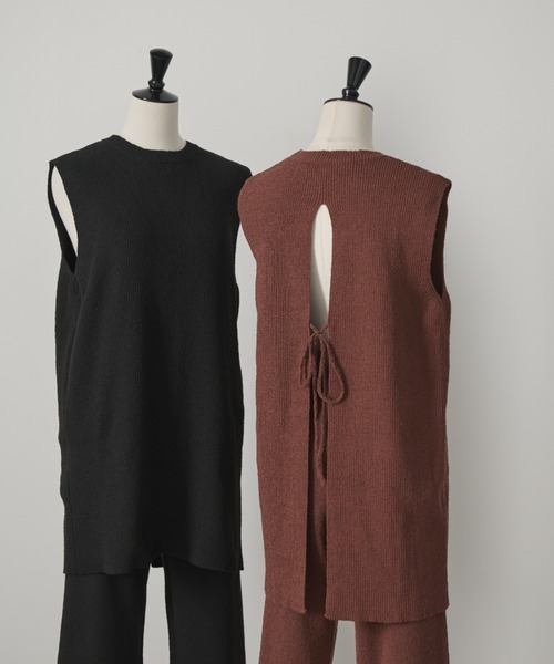 AIC.(エーアイシー)の「ミニループバックオープンニットトップス/セットアップ可能(その他トップス・レディース・ブラウン/アイボリー/ブラック・FREE)」の4枚目の写真