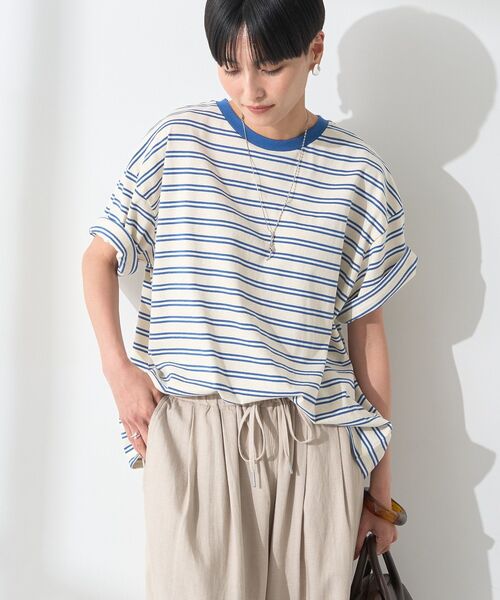 AMERICAN HOLIC（アメリカンホリック）の「レトロボーダープルオーバー（Tシャツ/カットソー・レディース・ブラック/アイボリー/グレー/ピンク/パープル・M/L）」の2枚目の写真