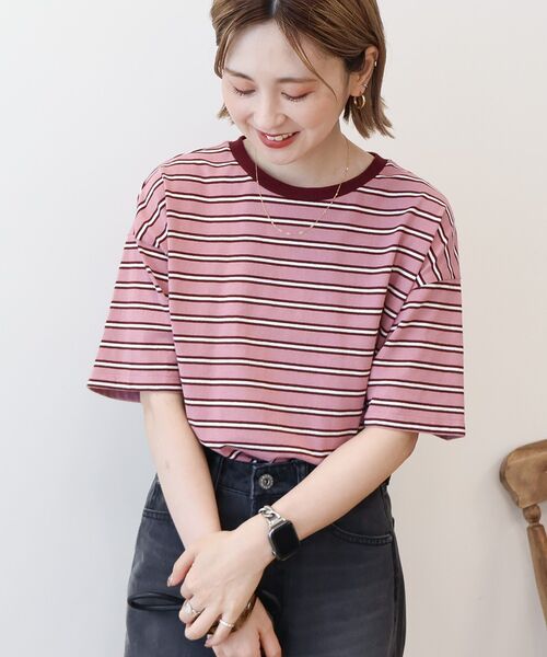 AMERICAN HOLIC（アメリカンホリック）の「レトロボーダープルオーバー（Tシャツ/カットソー・レディース・ブラック/アイボリー/グレー/ピンク/パープル・M/L）」の20枚目の写真