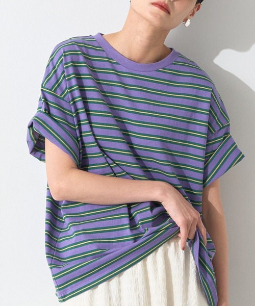 AMERICAN HOLIC（アメリカンホリック）の「レトロボーダープルオーバー（Tシャツ/カットソー・レディース・ブラック/アイボリー/グレー/ピンク/パープル・M/L）」の4枚目の写真